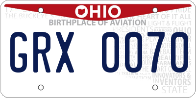 OH license plate GRX0070