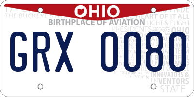 OH license plate GRX0080