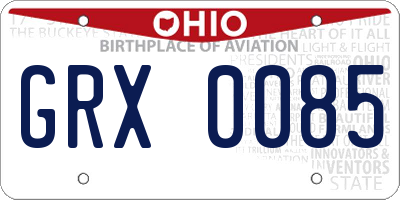 OH license plate GRX0085