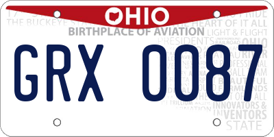 OH license plate GRX0087