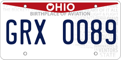 OH license plate GRX0089