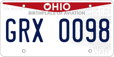OH license plate GRX0098