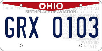 OH license plate GRX0103