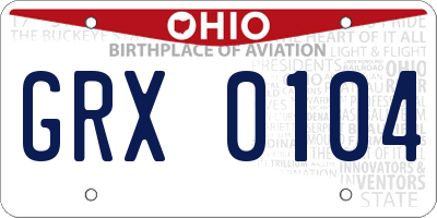 OH license plate GRX0104