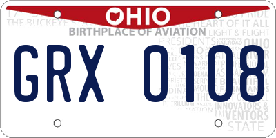 OH license plate GRX0108