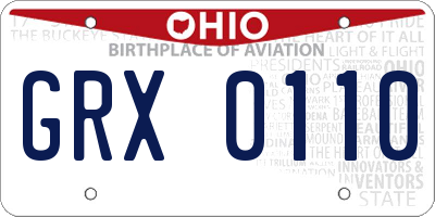 OH license plate GRX0110