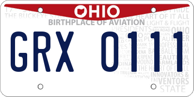 OH license plate GRX0111