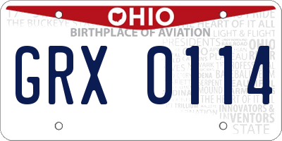 OH license plate GRX0114