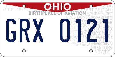 OH license plate GRX0121