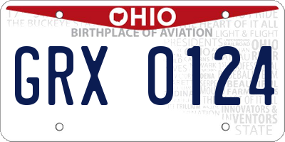 OH license plate GRX0124