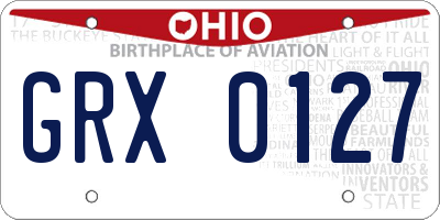 OH license plate GRX0127