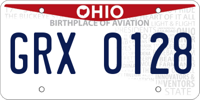 OH license plate GRX0128