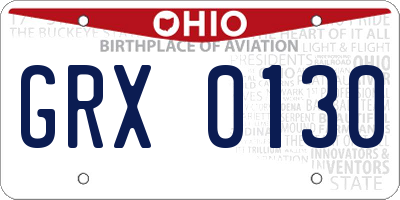 OH license plate GRX0130