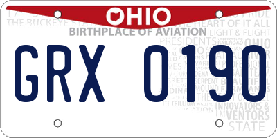 OH license plate GRX0190