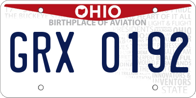 OH license plate GRX0192