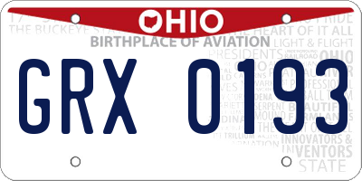 OH license plate GRX0193