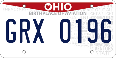 OH license plate GRX0196