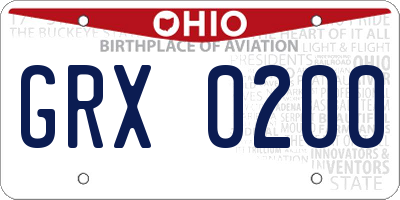 OH license plate GRX0200