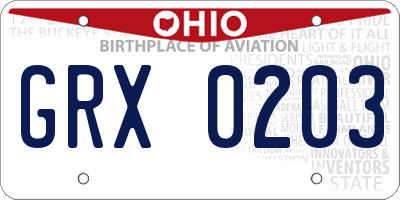 OH license plate GRX0203