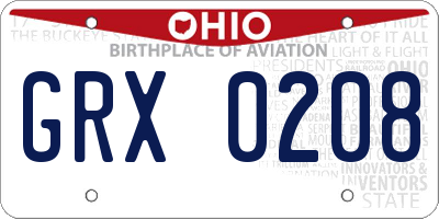 OH license plate GRX0208