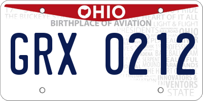 OH license plate GRX0212