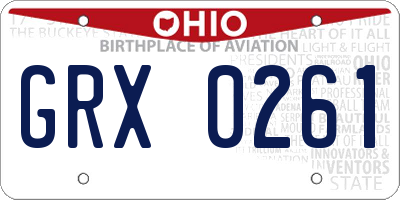 OH license plate GRX0261
