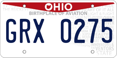 OH license plate GRX0275