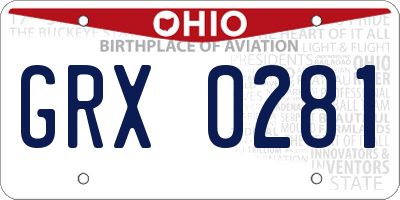 OH license plate GRX0281