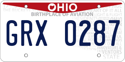 OH license plate GRX0287