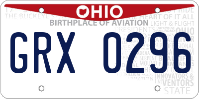 OH license plate GRX0296