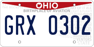 OH license plate GRX0302