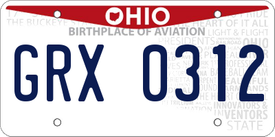 OH license plate GRX0312