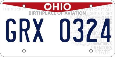 OH license plate GRX0324