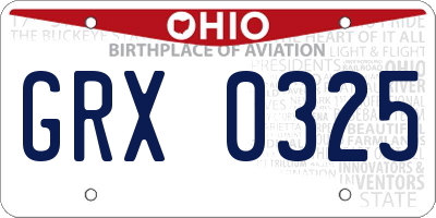 OH license plate GRX0325