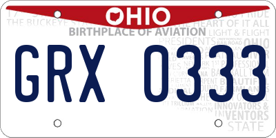 OH license plate GRX0333