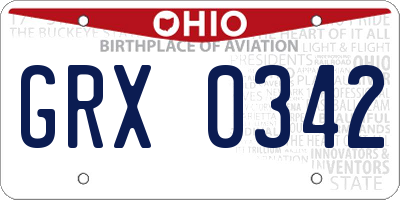 OH license plate GRX0342