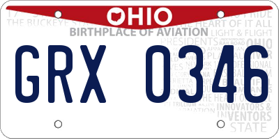 OH license plate GRX0346