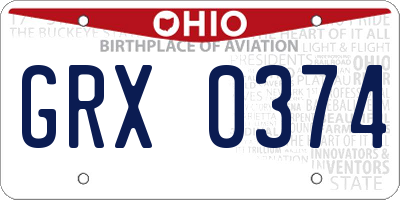 OH license plate GRX0374