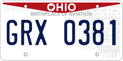 OH license plate GRX0381