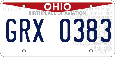 OH license plate GRX0383