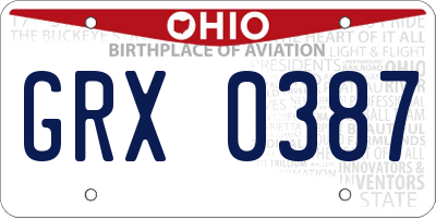 OH license plate GRX0387