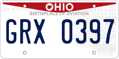 OH license plate GRX0397