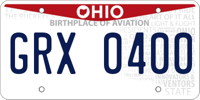 OH license plate GRX0400
