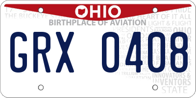 OH license plate GRX0408