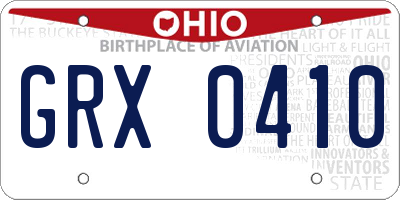 OH license plate GRX0410