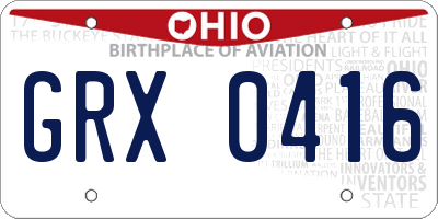 OH license plate GRX0416