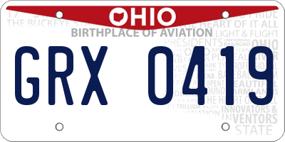 OH license plate GRX0419