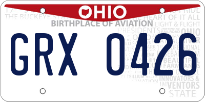 OH license plate GRX0426