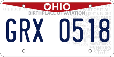 OH license plate GRX0518