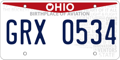 OH license plate GRX0534